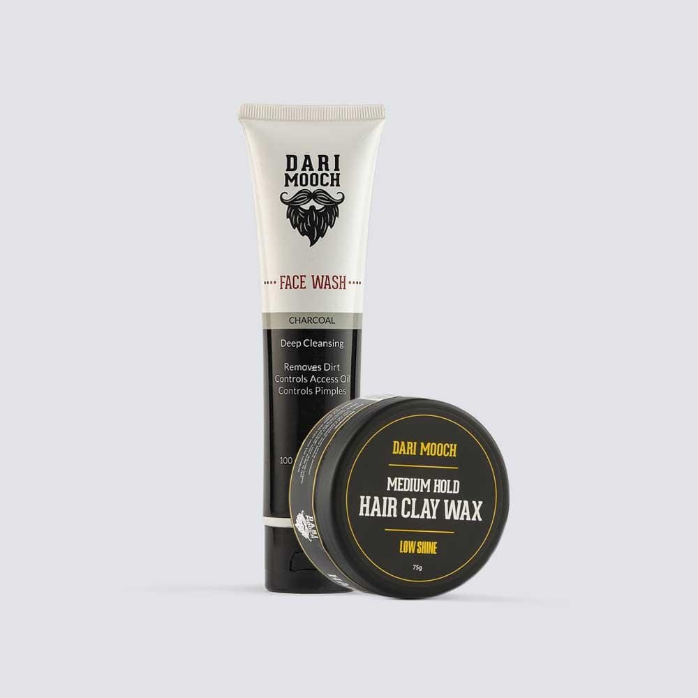 Hair Clay Wax + Charcoal Face Wash Bundle Dari Mooch